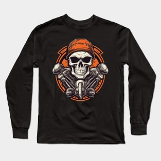 Skull Retro Motorcycle Vintage Long Sleeve T-Shirt